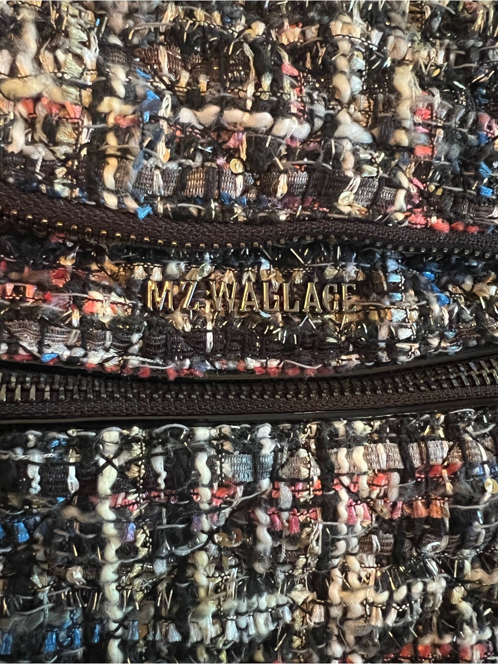 MZ Wallace midnight sparkle tweed boucle small Crosby sling - Picture 6 of 15